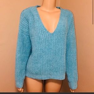 Express chenille plush blue sweater